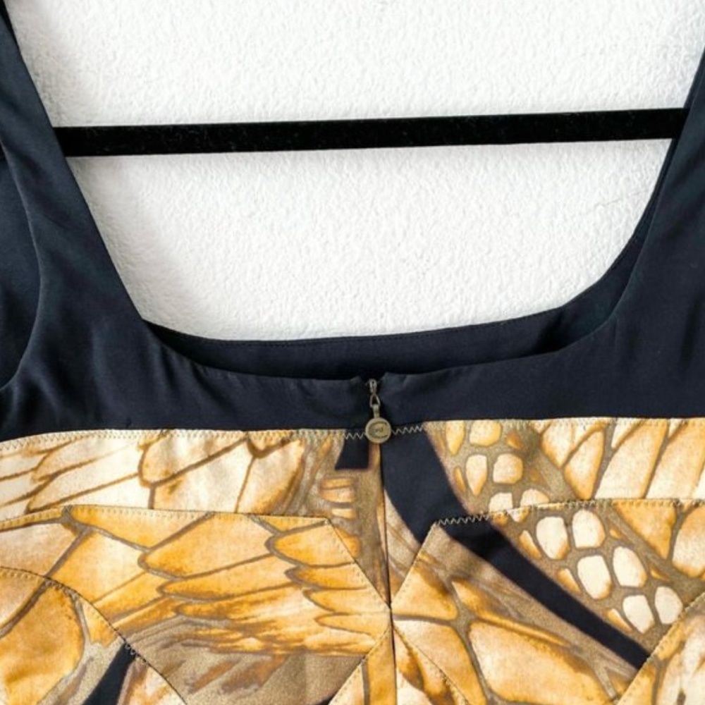 Just Cavalli Gold Silk Butterly Square Neck Top - Picture 4 of 8